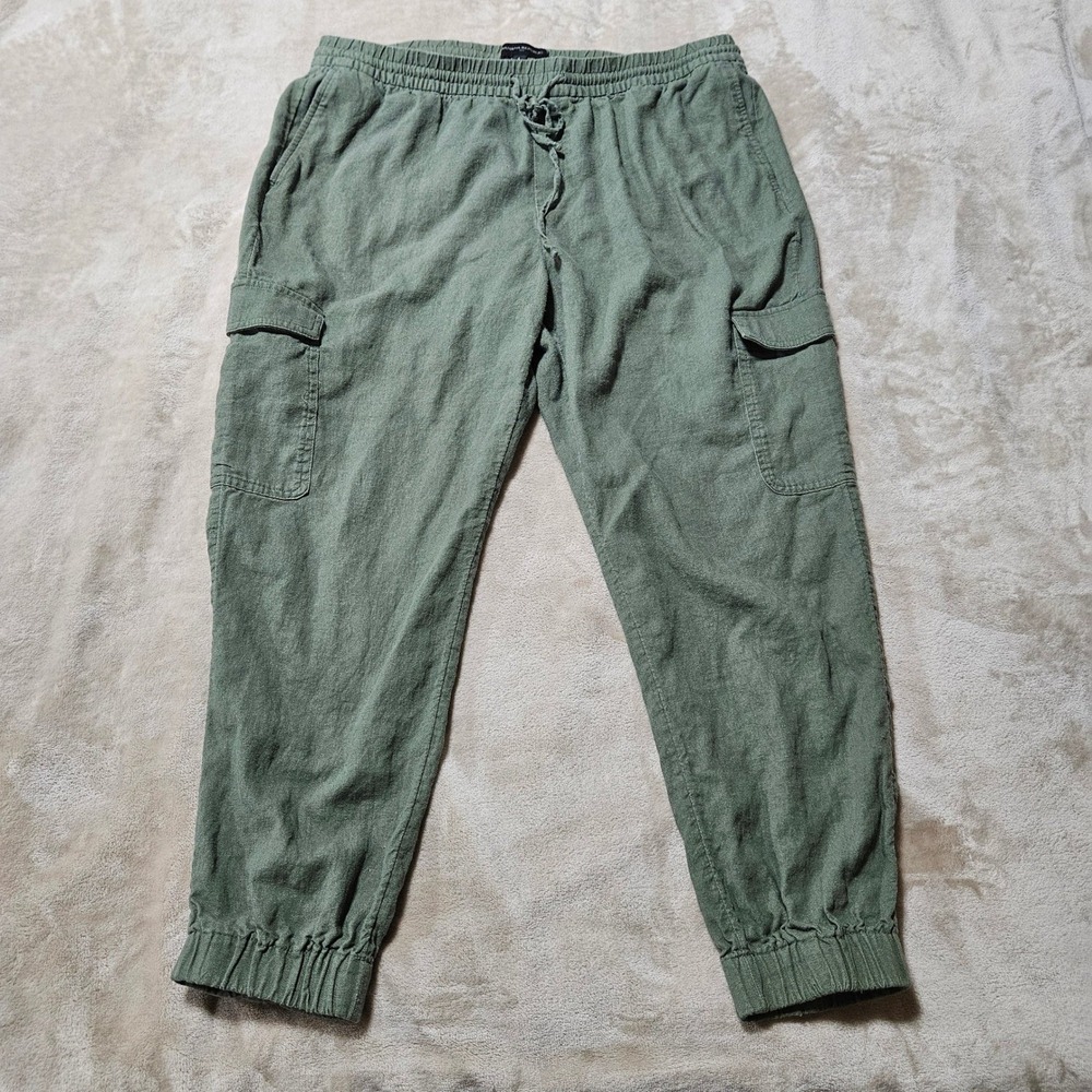 Banana Republic Womens Linen Blend Cargo Jogger Pants Olive Green Size L